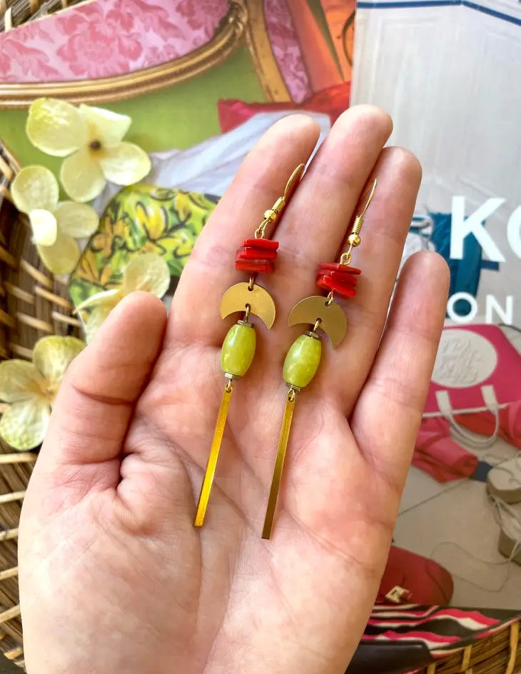 Jewelry | Earrings | Coral Mother of Pearl + Lemon Jade