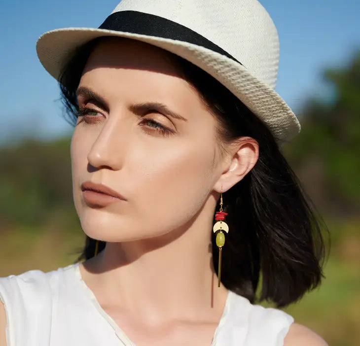 Jewelry | Earrings | Coral Mother of Pearl + Lemon Jade