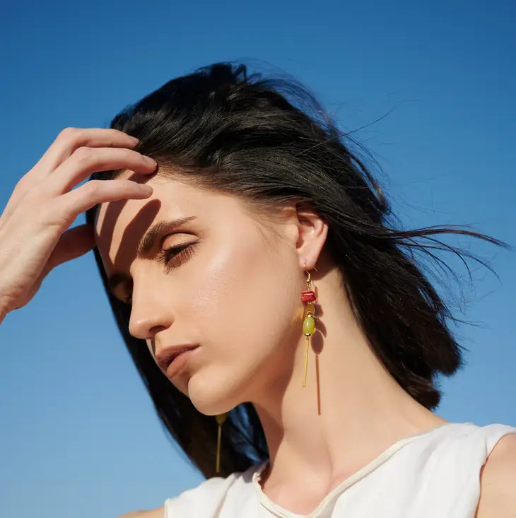 Jewelry | Earrings | Coral Mother of Pearl + Lemon Jade