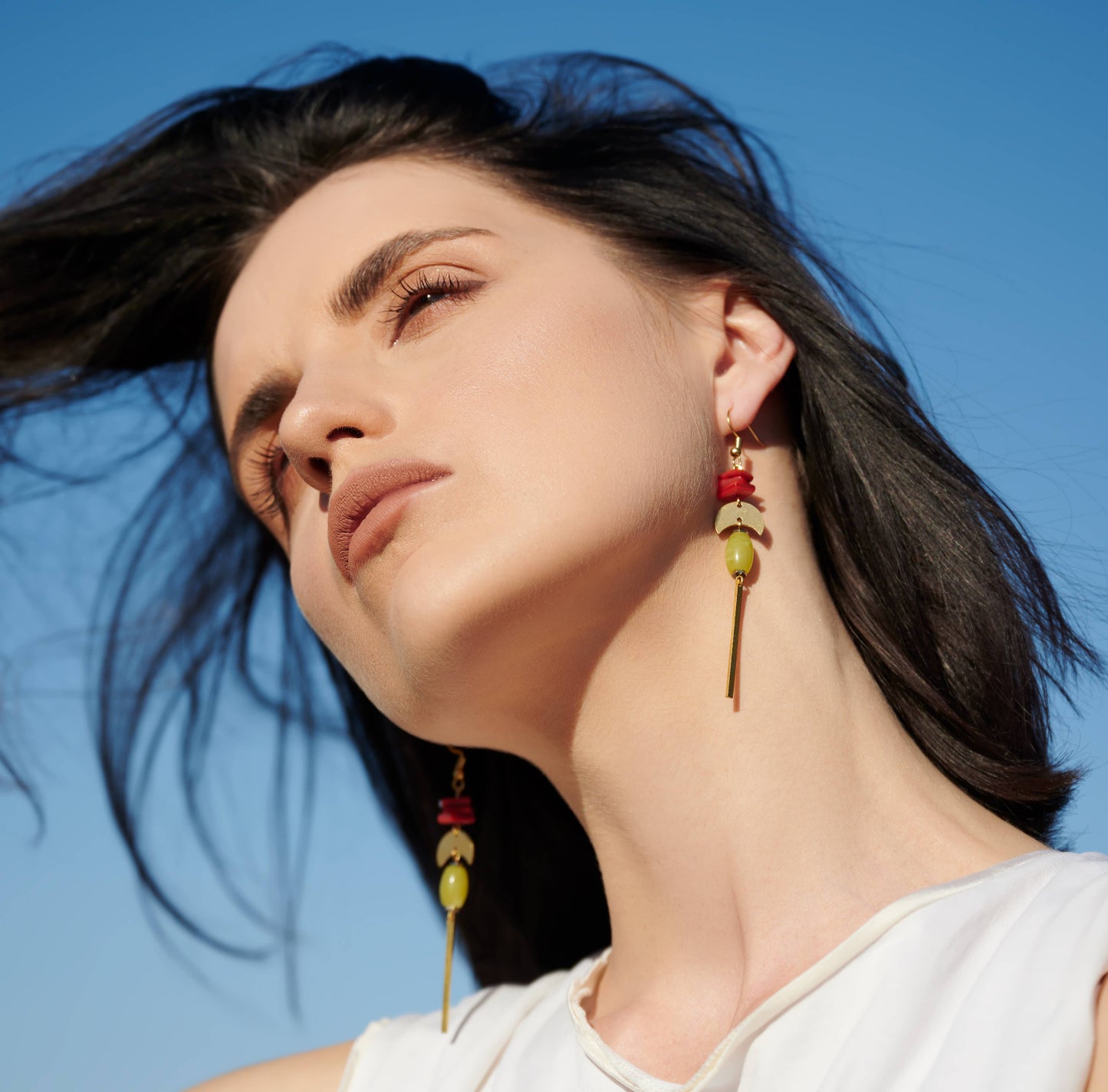 Jewelry | Earrings | Coral Mother of Pearl + Lemon Jade