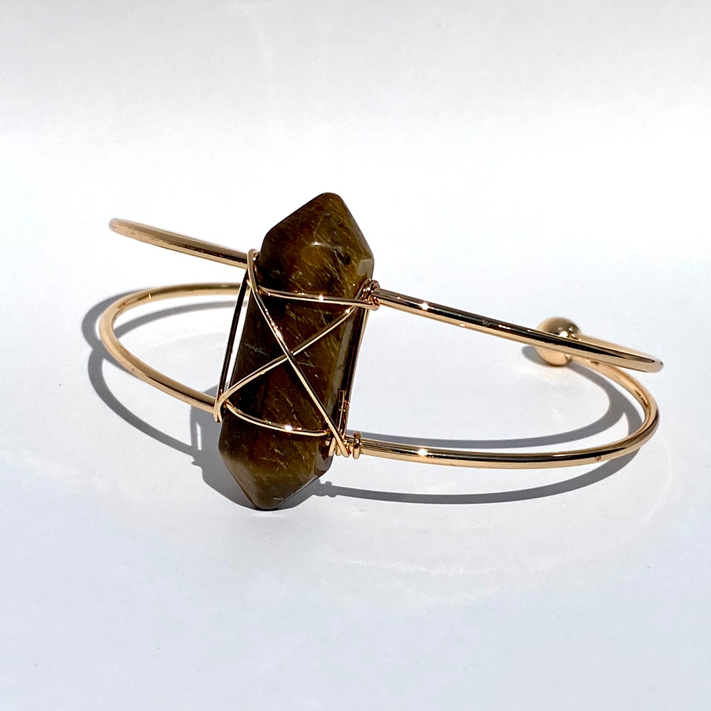 Jewelry | Bangle Cuff | Tiger's Eye Obelisk Gemstone Gold Bangle Cuff Bracelet