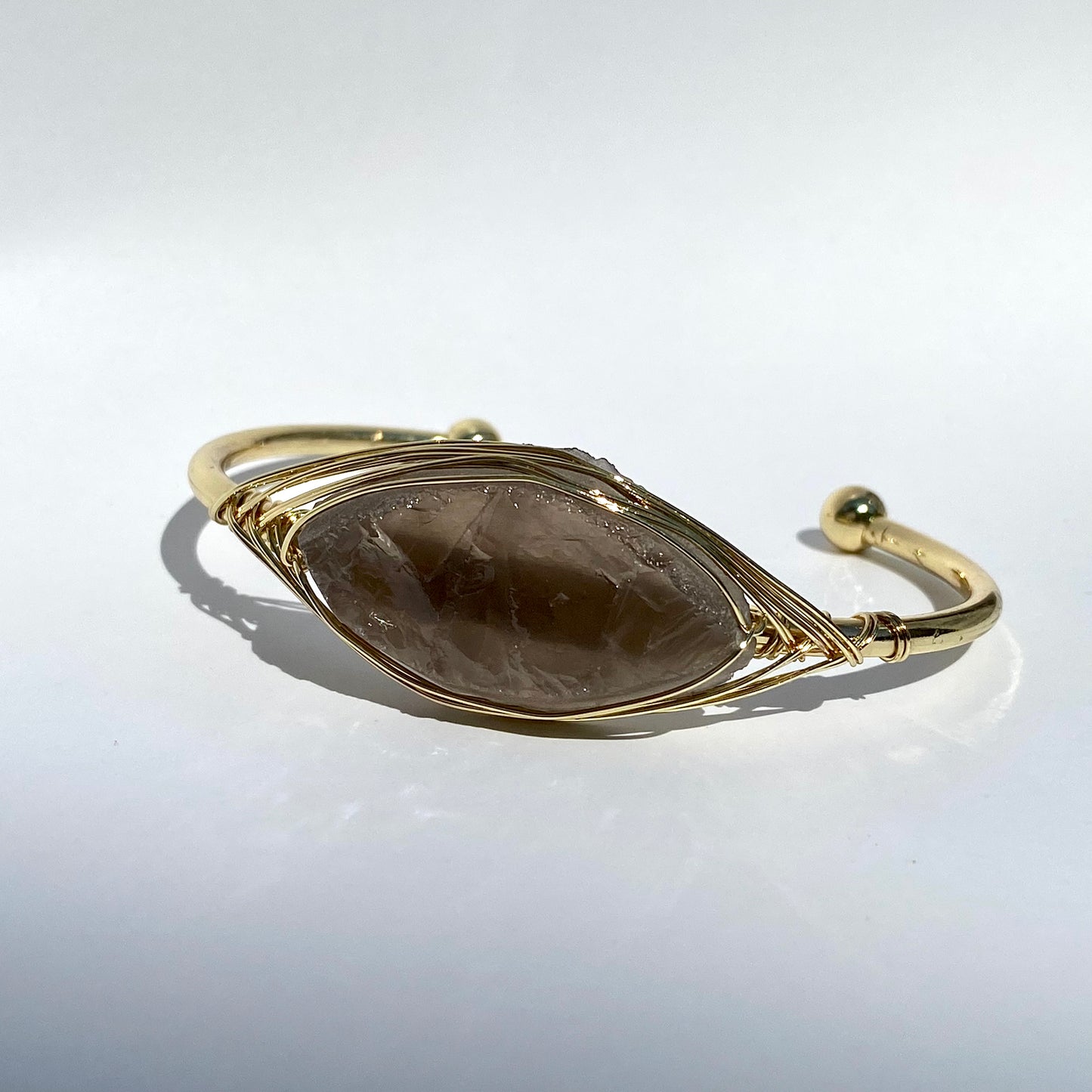 Jewelry | Bangle Cuff | Smoky Quartz Gemstone Gold Bangle Cuff Bracelet