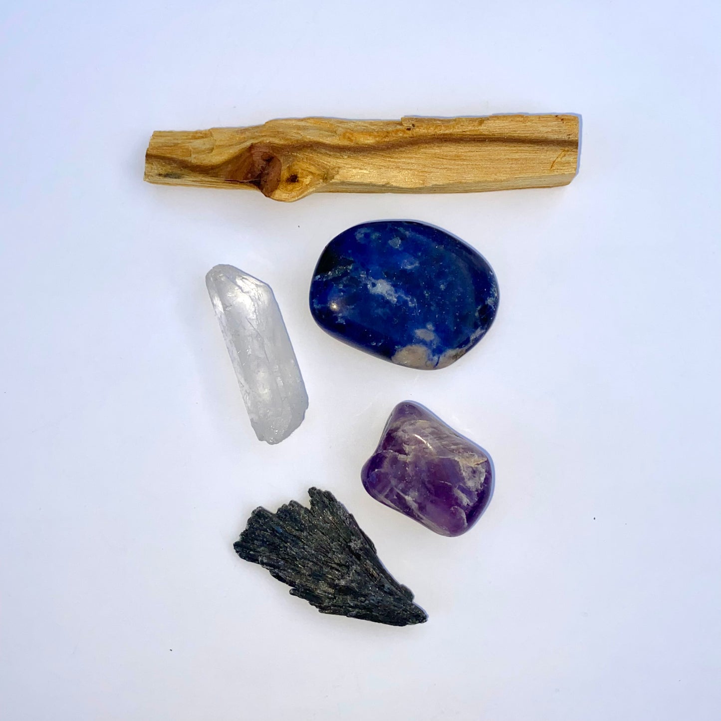 Crystal Kit for Intuition | Black Kyanite, Quartz, Amethyst, Sodalite, Palo Santo Stick