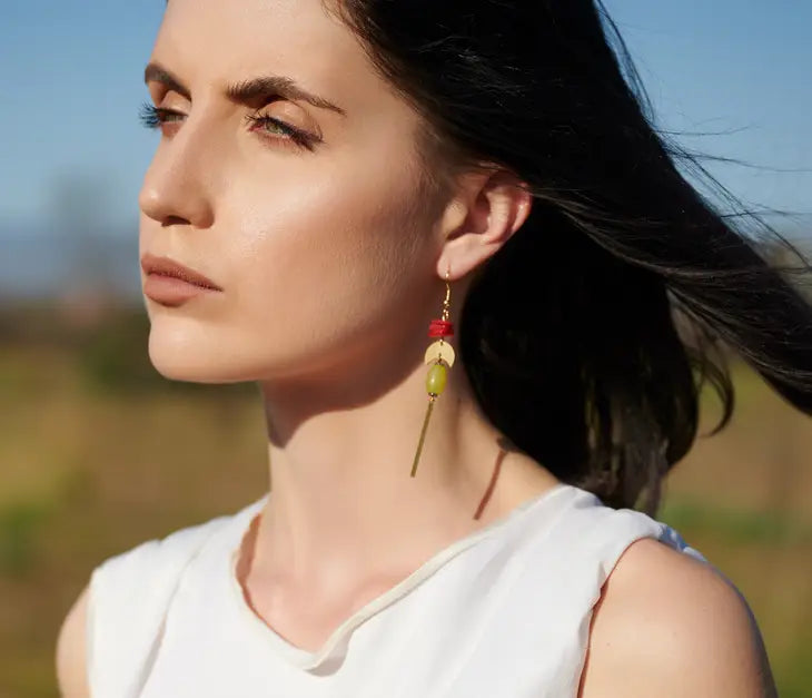 Jewelry | Earrings | Coral Mother of Pearl + Lemon Jade