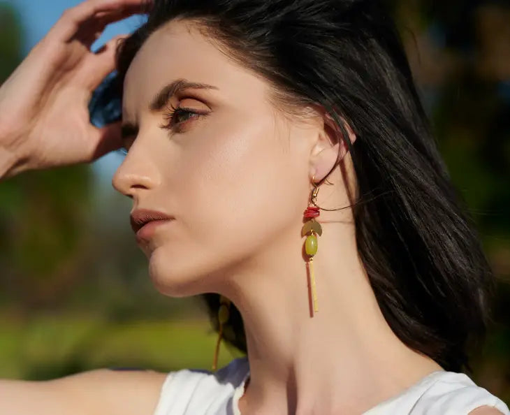 Jewelry | Earrings | Coral Mother of Pearl + Lemon Jade