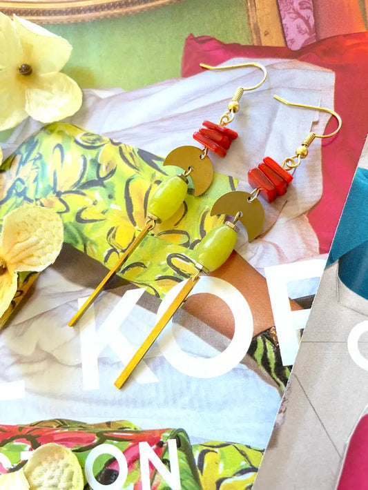 Jewelry | Earrings | Coral Mother of Pearl + Lemon Jade