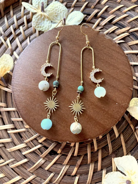 Jewelry | Earrings | Geometric Amazonite + African Turquoise