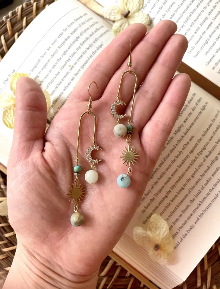 Jewelry | Earrings | Geometric Amazonite + African Turquoise