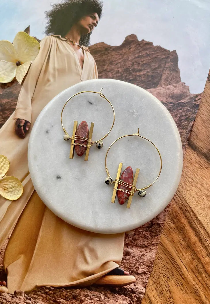 Jewelry | Earrings | Red Jasper + Dalmatian Jasper