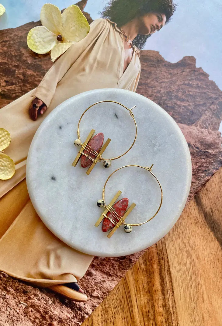 Jewelry | Earrings | Red Jasper + Dalmatian Jasper